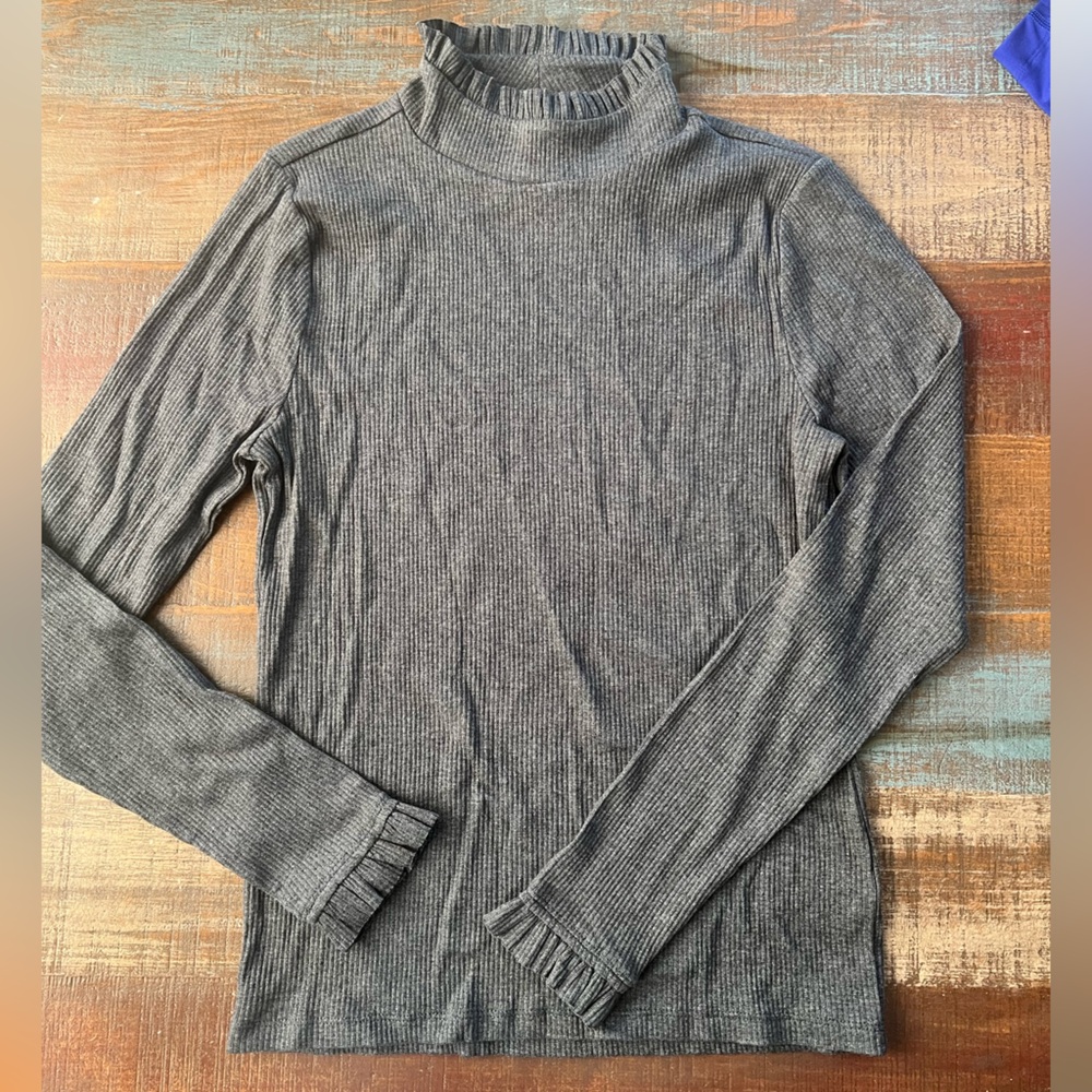 JCrew Rib Ruffle Mockneck M NWT - Picture 2 of 10